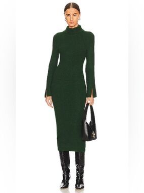 Lovers and Friends Coralie Knit Wool Blend Sweater Midi Dress Green Large NEW
